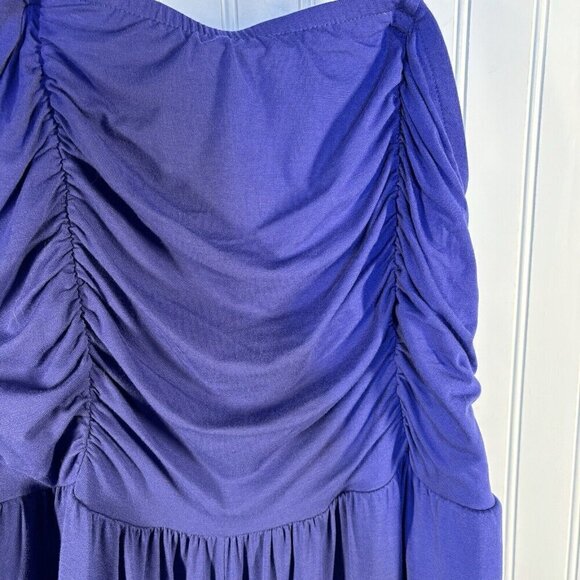 AVA & VIV Ruche Bodice Jumpsuit  XXL Purple Wide Leg Spaghetti Removable Straps - Picture 4 of 16